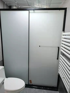 非标准定制黑色卫生间一字型淋浴房钢化玻璃浴房浴室隔断移门屏风