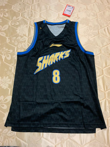 全新xl码李宁cba上海大鲨鱼刘炜球衣