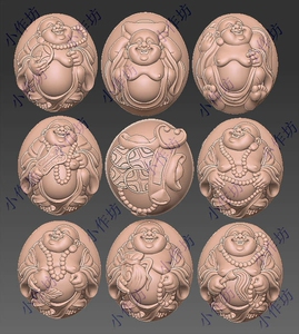 浮雕八宝弥勒,精修核雕,stl圆雕图,三维立体图,stl橄榄
