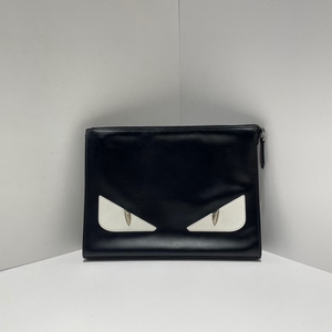 fendi 芬迪黑白小恶魔牛皮手拿包洗漱包 尺寸27*20