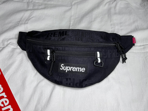supreme包 19ss满印黑色腰包 成色非常的新 与全新