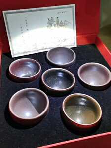 【建盏非拍卖】名牌窑口一方龙窑六味茶盏,早期作品非常有味道养