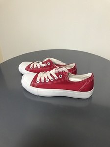 美特斯邦威红色帆布鞋女春季新款厚底百搭大头小白鞋子运动板鞋