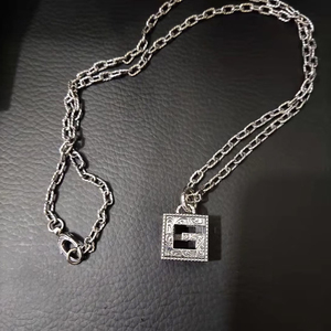 gucci 古驰 方形g十字架纯银项链 毛衣链 链长60-7