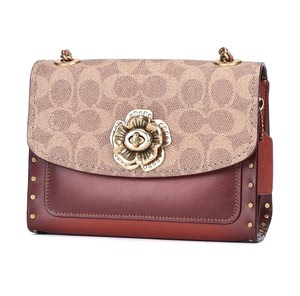 蔻驰coach女士金色花朵斜挎单肩链条包30592