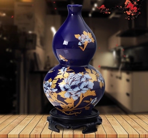 乡下大户人家收来的蓝釉葫芦花瓶,实物太漂亮了.捡漏了, 手慢