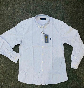 保罗polosport男纯棉衬衫商务休闲蓝条纹上衣办公时尚高