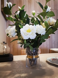 000人付款淘宝白茶花 手感仿真花花束摆件餐桌装饰假花摆花花艺轻奢