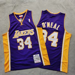 奥尼尔34号湖人紫色球衣 nba复古刺绣篮球服全新 全新