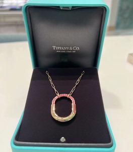 新品Tiffany & Co./蒂芙尼玫瑰金镶钻锁头项链白金