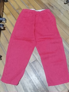 西瓜红纯亚麻裤子，八九分裤，130斤内，48包邮不退换