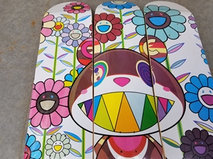 村上隆太阳花双翘潮牌日本潮牌滑板收藏艺术大师手绘图案 高档滑