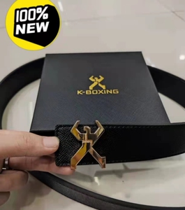 专柜剪标撤柜全新劲霸经典小金人皮带,百分百全新正品