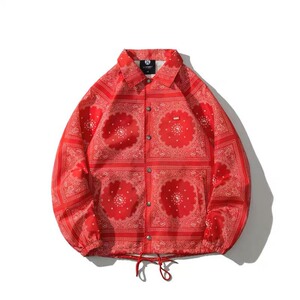 1807腰果花刺绣情侣外套春秋季宽松国潮流街头嘻哈教练夹克上