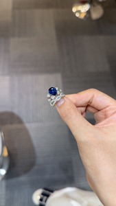 3.49ct老烧皇家蓝宝石戒指 水滴形尚美款，马达加斯加。真
