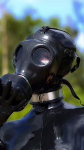 乳胶乳胶衣搭配防毒面具呼吸面具恋物面具情趣面具  滤罐