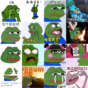 暴走悲伤蛙sad frog心酸搞笑可爱萌萌斗图绿青蛙表情包2