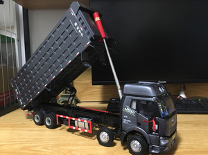 1:24稀铁灰解放j6前四后八自卸车模型 改色版j6p前四后