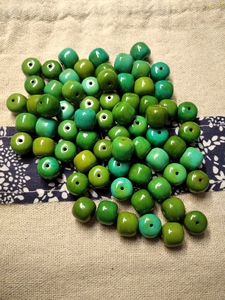 打包克价50,高瓷军绿老型珠,俏色军绿老型珠绿松石,可以做手