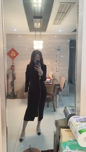 新中式改良旗袍连衣裙 春秋款 厚薄适中 质量挺括 黑色有质感