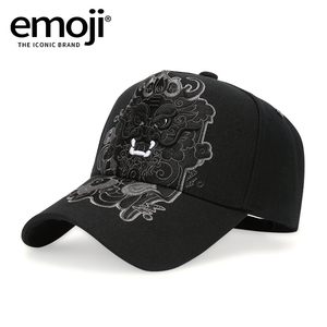 emoji专柜正品帽子男潮牌鸭舌帽国潮黑色时尚休闲棒球帽