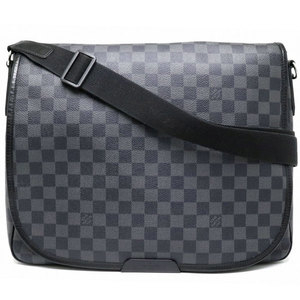 0新]lv黑色棋盘格大号男士单肩包斜挎大包男包