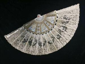 欧洲回流 西洋古董 贝母 螺钿 蕾丝折扇