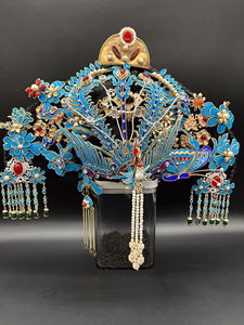 甄嬛传华妃旗头凤凰旗头,仿点翠旗头.仿点翠部分鹅毛铜胎掐丝作