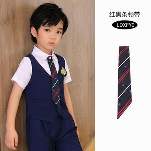 小孩幼儿园易佩戴领部配件男女儿童校服制服领结领花表演藏青领带