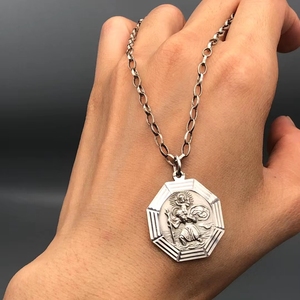 000人付款淘宝【现货】西洋古董纯银圣克里斯托弗吊坠项链.