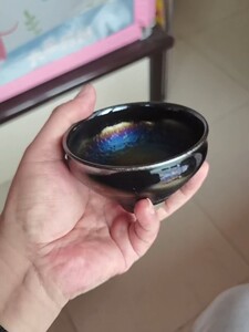陈建国万象建盏,曜变精品束口盏,口径10,原价450拿的,一