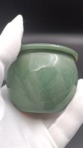 吴勇全手工龙泉青瓷山水风水缸杯