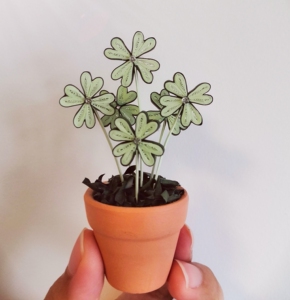 立体衍纸手工成品 幸运四叶草植物盆栽手工创意桌面小摆件装饰品
