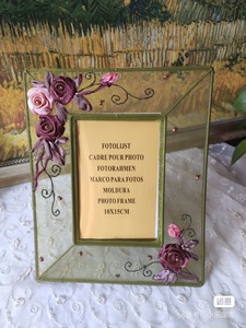 复古 缎带绣玫瑰花 像框，以前留的外贸出口尾单。