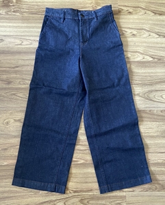 muji无印良品弹力阔腿裤牛仔裤九分裤休闲裤