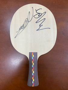 丁宁 张继科 王涛亲笔签名乒乓球拍底板