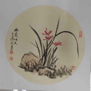 梅兰竹菊圆光卡纸一套