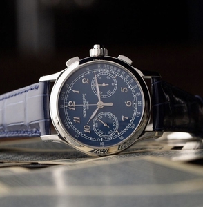 百达翡丽5370p  新款 铂金 珐琅面 双追针计时码表 巅