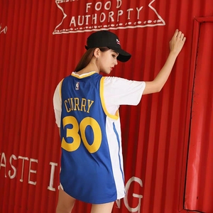 耐克nike×nba 勇士队curry库里30号拼接撞色球衣
