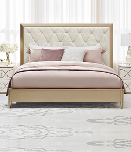 美克美家rehome香榭轻舞布艺软包床床头柜法式轻奢双人床主