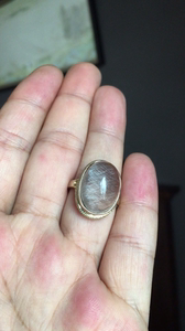 天然银钛晶戒指925银镶嵌，固定圈口，可改