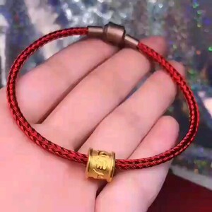 周生生999足金玛瑙玉髓六字大明咒转运珠简单情侣手链