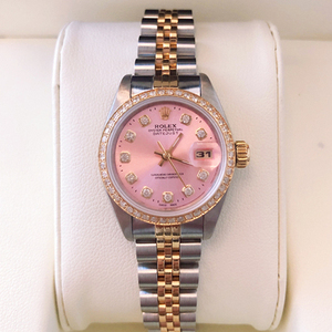 5新]劳力士女表日志系列名媛粉后镶钻自动机械表69173