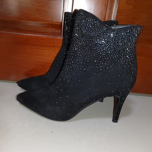 沙秀35号新款真皮短靴女高跟细跟女靴子