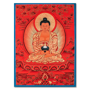 属猪狗本命佛【红唐·阿弥陀佛】画师多杰才旦手绘唐卡收藏供奉