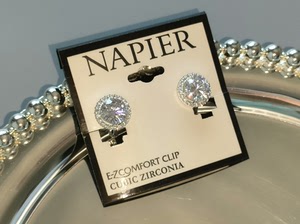 美国复古vintage品牌Napier奶片锆石闪钻耳夹