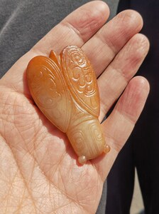 宋代,玉蝉,和田白玉材质,沁色完美,包浆油润