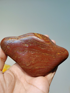 天然红蜡石!稀少彩丝纹蜡!形如元宝!奇石,观赏石!128x8