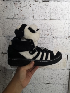 adidas 中帮拼色 黑白熊猫男鞋 尺码43