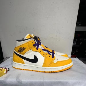 aj1 mid 湖人 紫黄 41码 原盒 穿了一会儿 几乎全